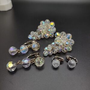 Iridescent Crystal Vintage Clip-On Earrings Set - Including Swarovski's SAL